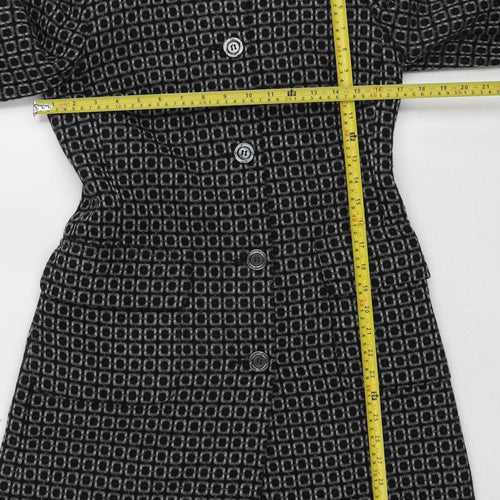 Oasis Women’s Black Wool Blend Long Overcoat Size 10
