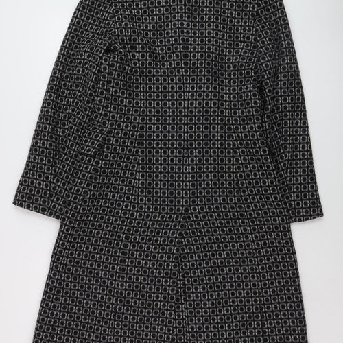 Oasis Women’s Black Wool Blend Long Overcoat Size 10