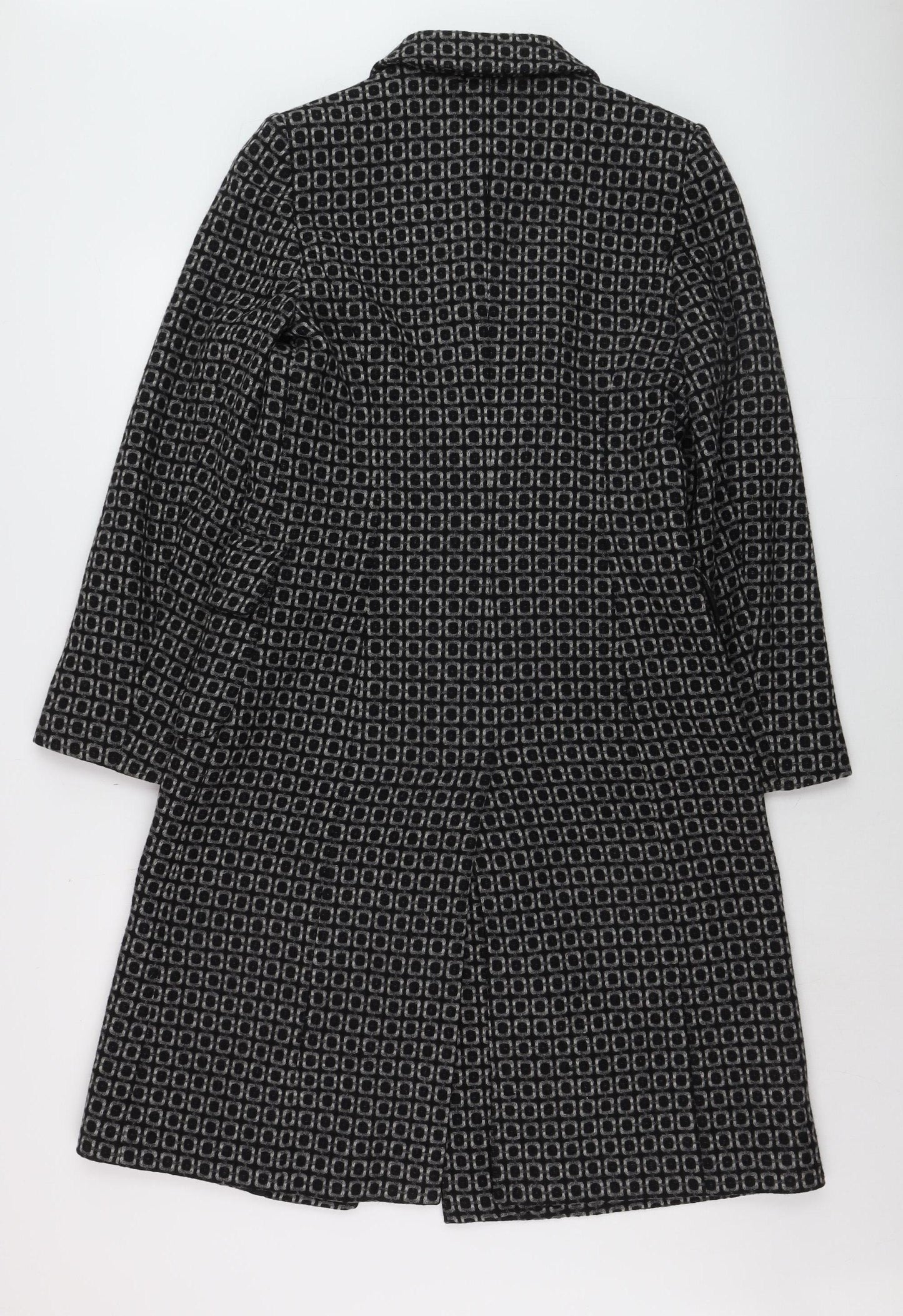 Oasis Women’s Black Wool Blend Long Overcoat Size 10
