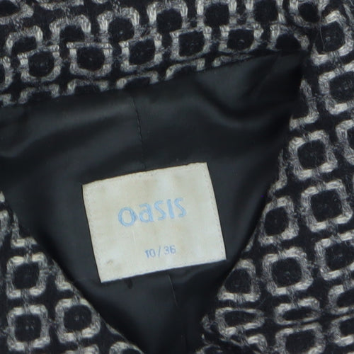 Oasis Women’s Black Wool Blend Long Overcoat Size 10