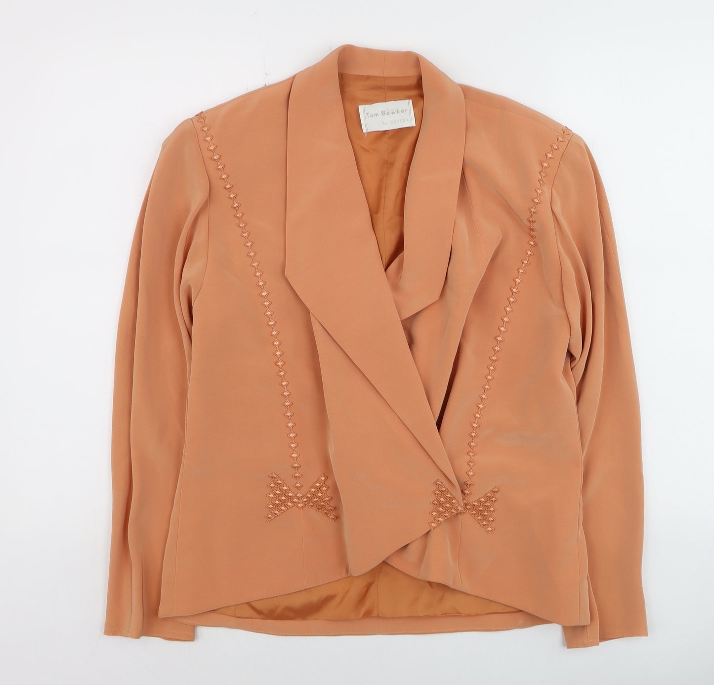 Tom Bowker Women’s Brown Embroidered Bow Blazer Size 10 Vintage