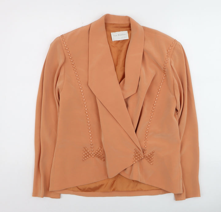 Tom Bowker Women’s Brown Embroidered Bow Blazer Size 10 Vintage