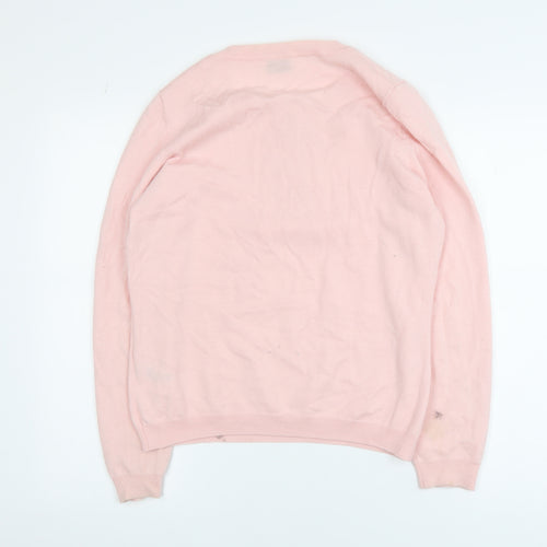 Peter Hahn Women's Pink Cotton Henley Jumper Size 16 Long Sleeve