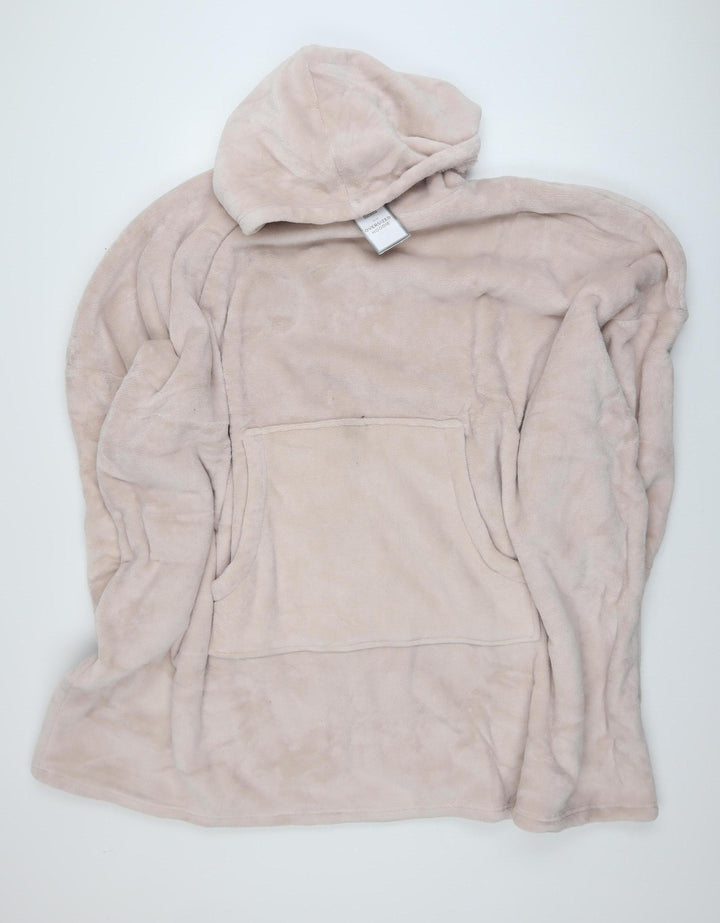 Dunelm Women’s Beige Fleece Hooded Robe One Size Winter