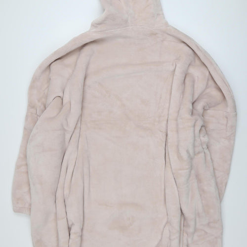 Dunelm Women’s Beige Fleece Hooded Robe One Size Winter