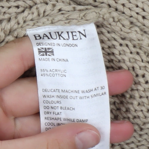 Baukjen Women Beige Chunky Knit Boat Neck Pullover Jumper UK 10
