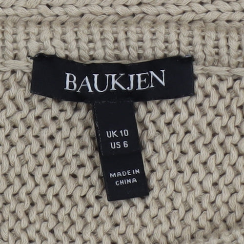 Baukjen Women Beige Chunky Knit Boat Neck Pullover Jumper UK 10