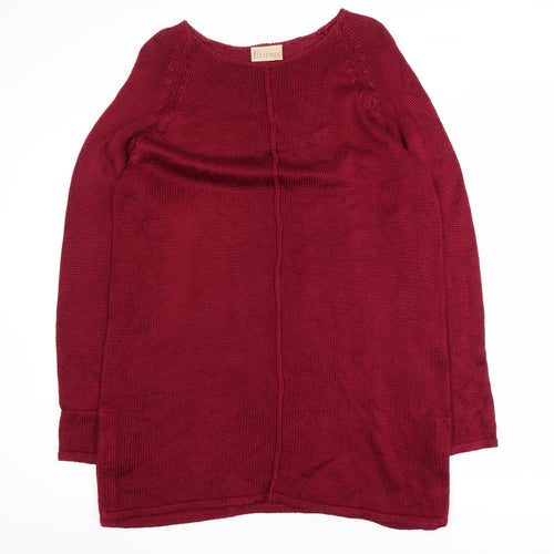 Essence Women Red Knit Pullover Jumper Size 16 Regular Fit