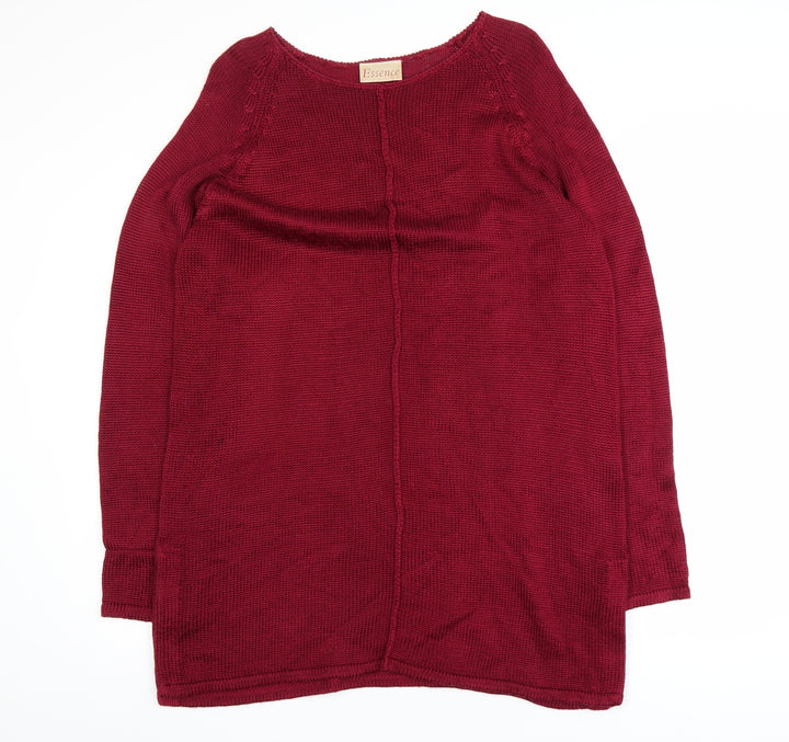 Essence Women Red Knit Pullover Jumper Size 16 Regular Fit