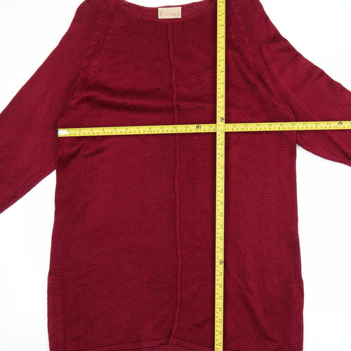 Essence Women Red Knit Pullover Jumper Size 16 Regular Fit