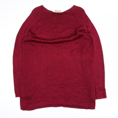 Essence Women Red Knit Pullover Jumper Size 16 Regular Fit