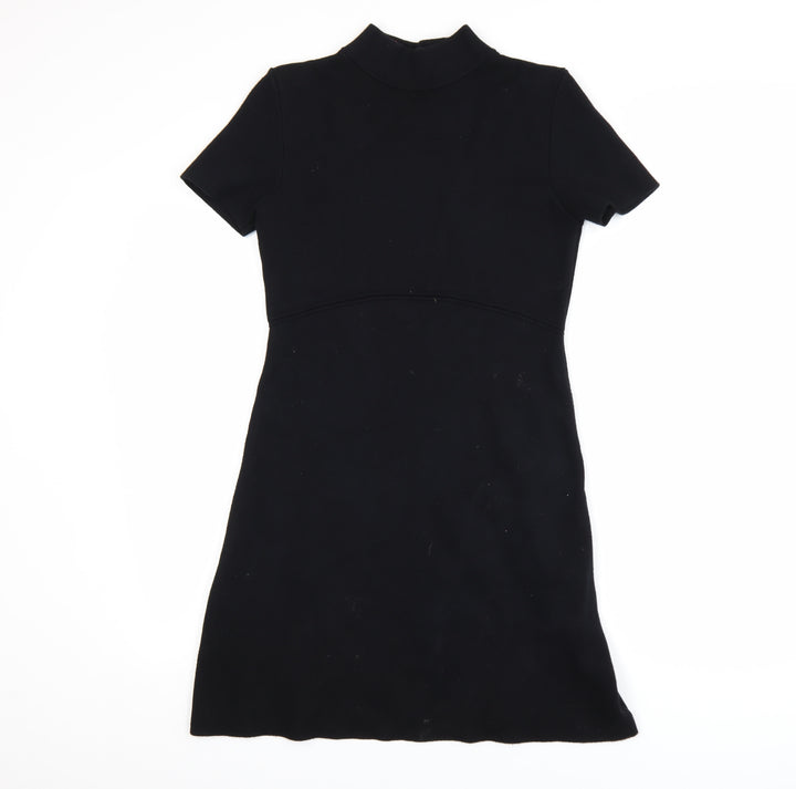 Zara Women Black Short Sleeve Knit Shift Dress Size 8