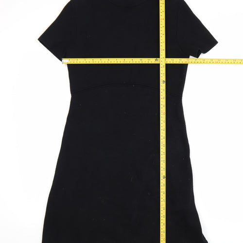 Zara Women Black Short Sleeve Knit Shift Dress Size 8