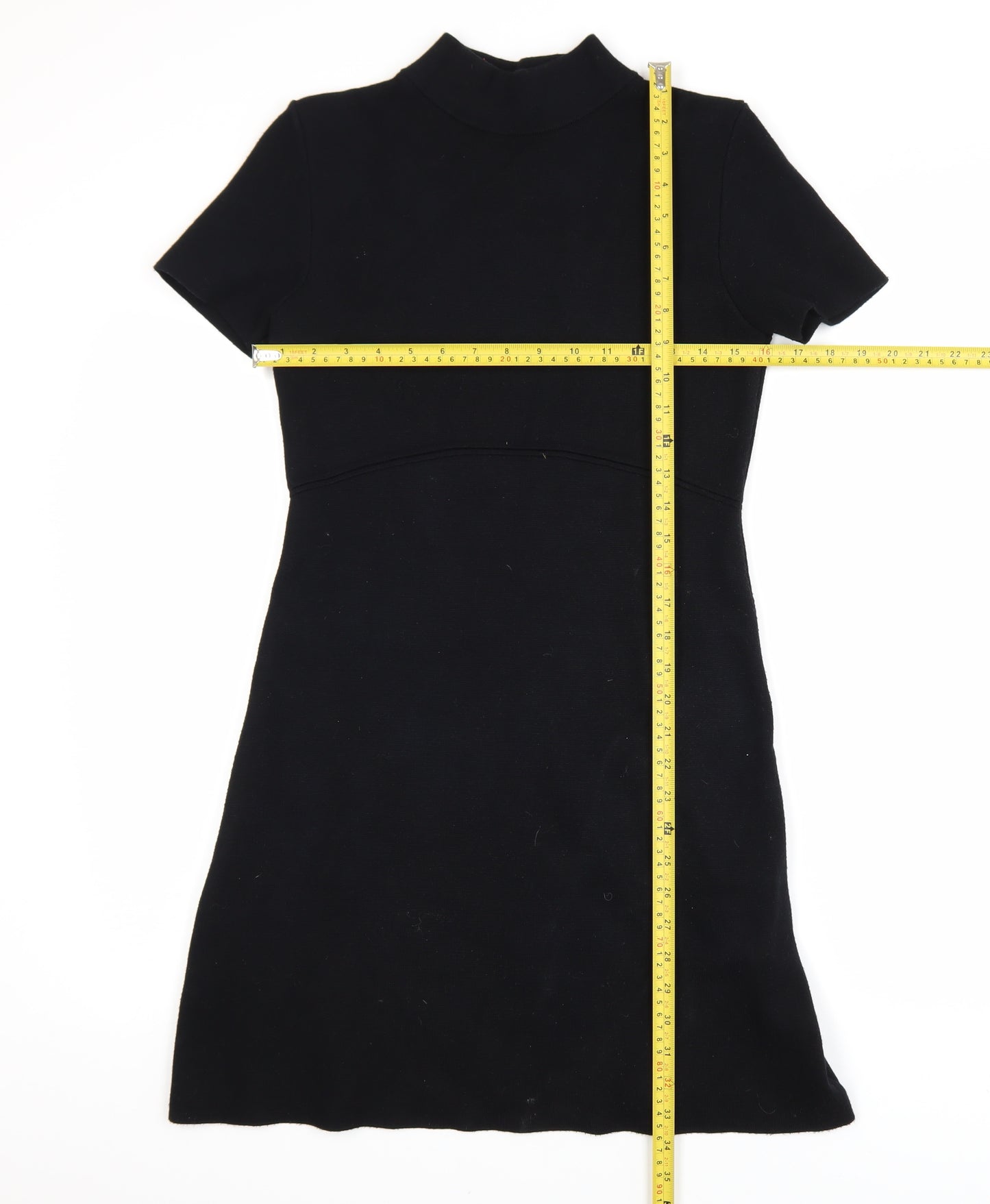 Zara Women Black Short Sleeve Knit Shift Dress Size 8