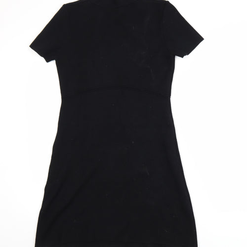 Zara Women Black Short Sleeve Knit Shift Dress Size 8