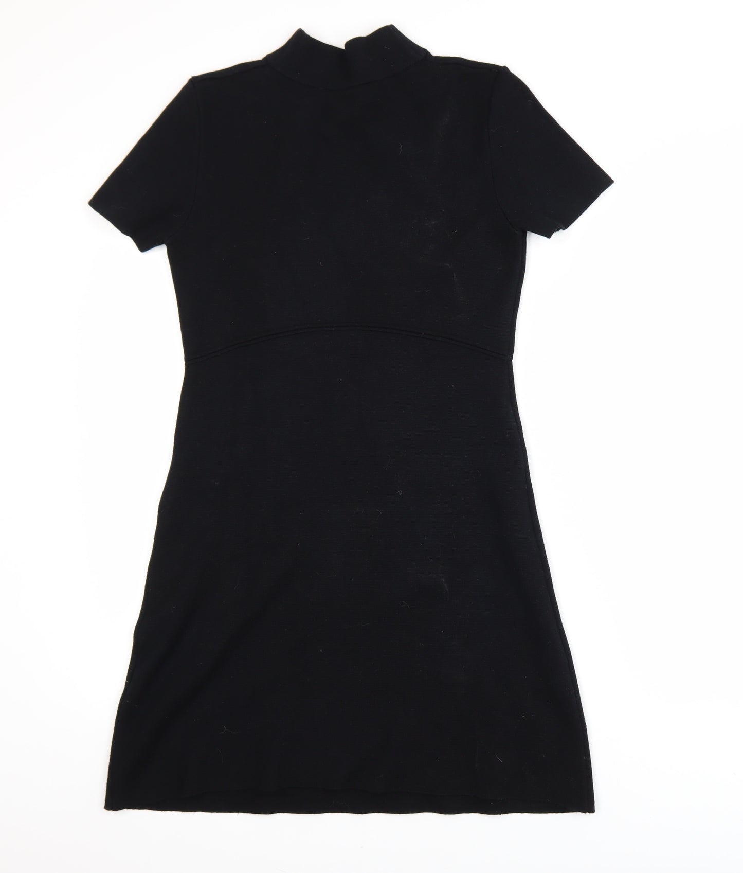 Zara Women Black Short Sleeve Knit Shift Dress Size 8