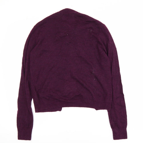 ZARA Women's Purple Bow Neck Cardigan Size 12 Long Sleeve Knit