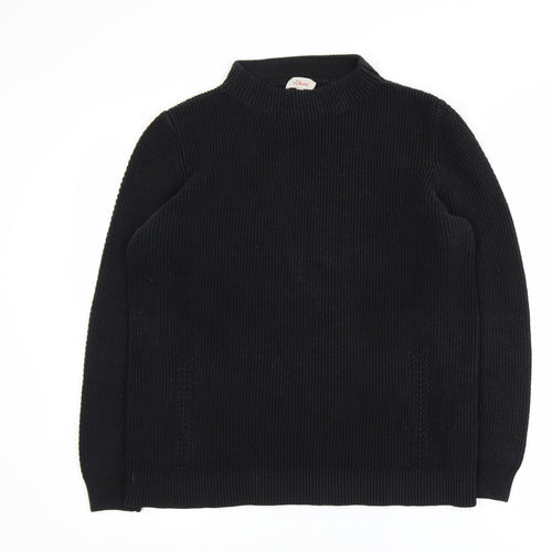 s.Oliver Men's Black Mock Neck Acrylic Knit Jumper M