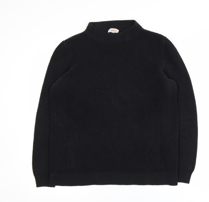 s.Oliver Men's Black Mock Neck Acrylic Knit Jumper M