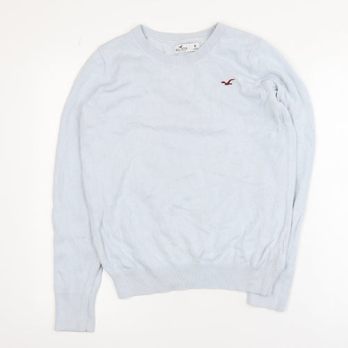 Hollister Women Blue Cotton Crew Neck Pullover Jumper M