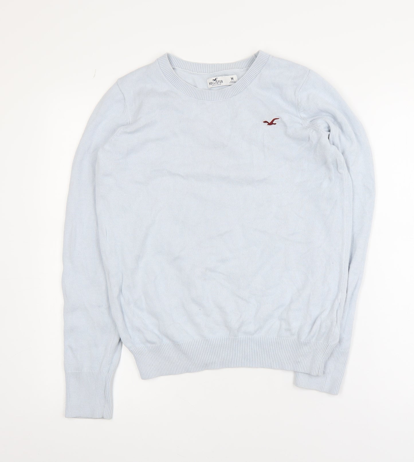 Hollister Women Blue Cotton Crew Neck Pullover Jumper M