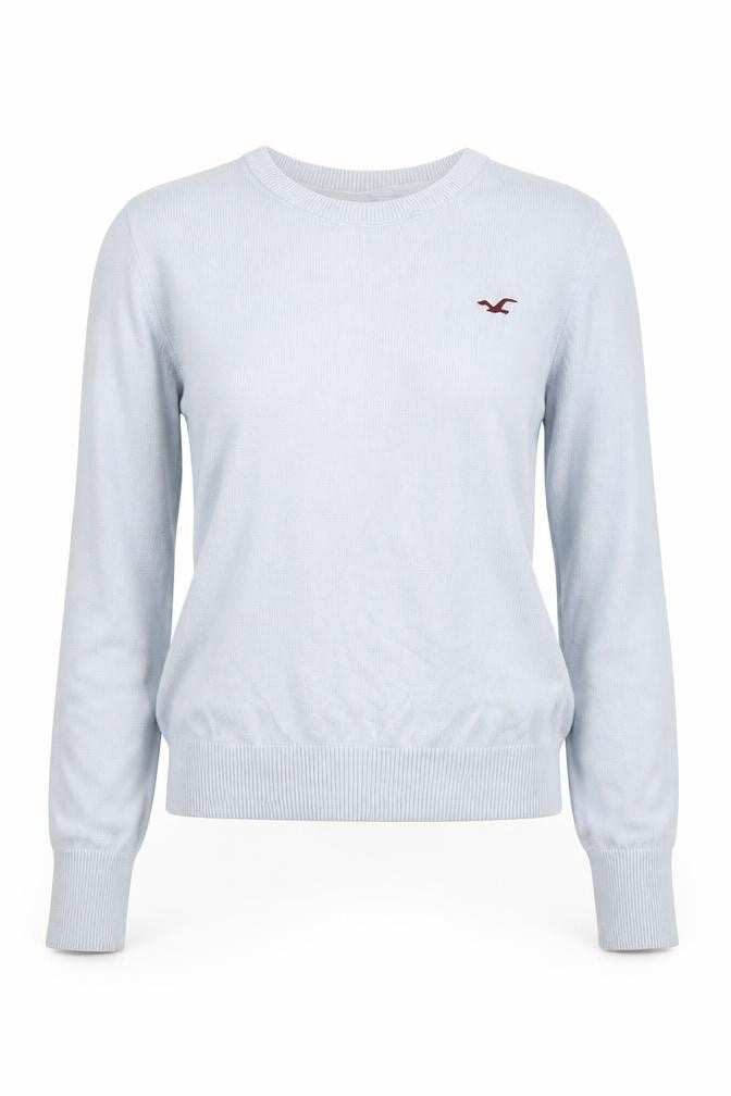 Hollister Women Blue Cotton Crew Neck Pullover Jumper M