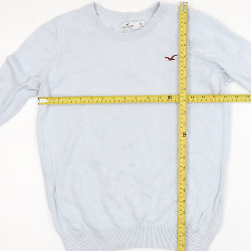 Hollister Women Blue Cotton Crew Neck Pullover Jumper M