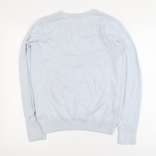 Hollister Women Blue Cotton Crew Neck Pullover Jumper M