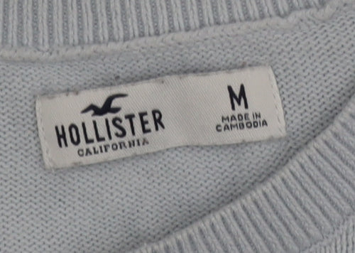 Hollister Women Blue Cotton Crew Neck Pullover Jumper M