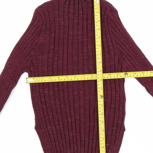 Topshop Women’s Petite Red Ribbed Roll Neck Knit Top L