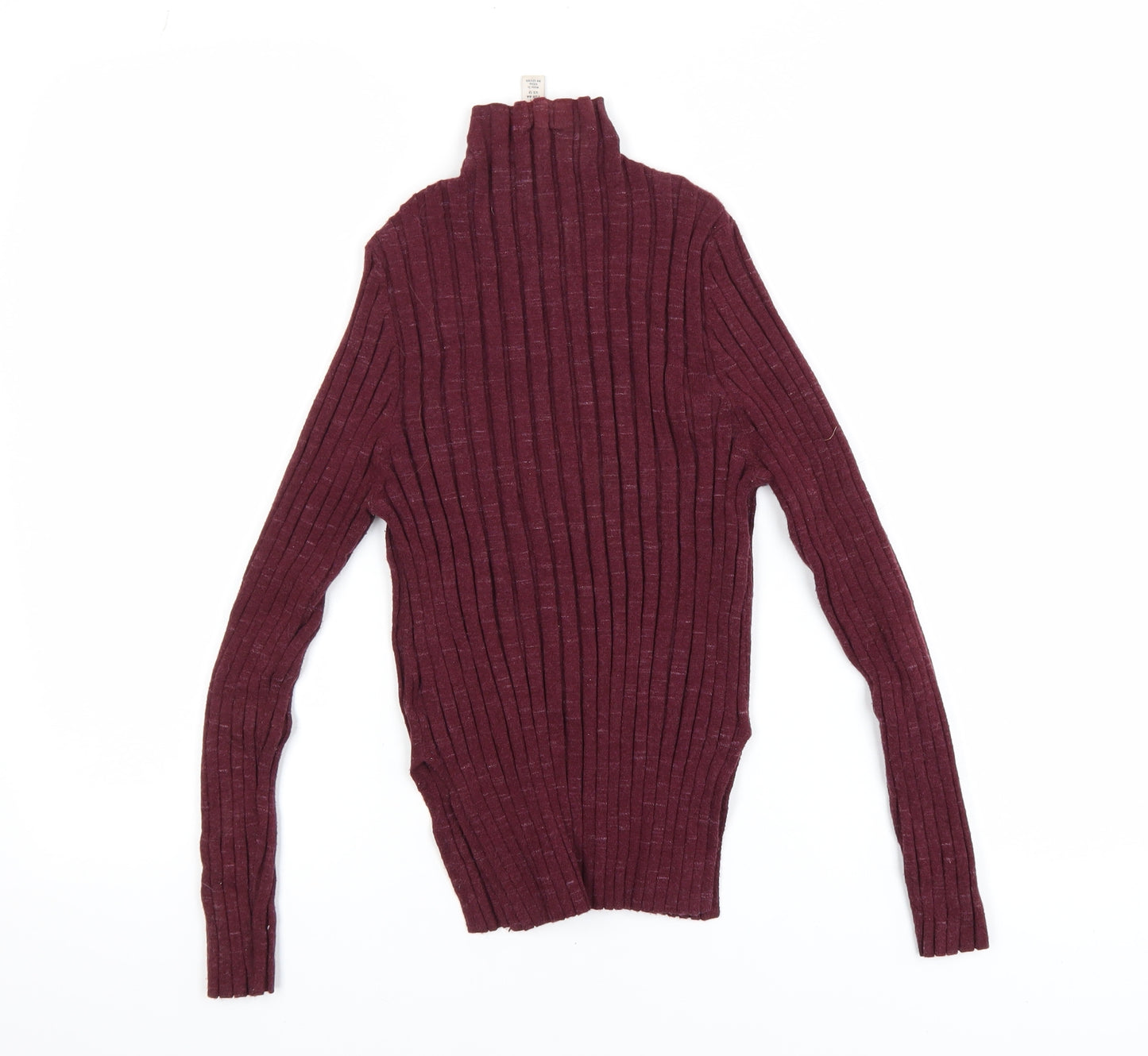 Topshop Women’s Petite Red Ribbed Roll Neck Knit Top L