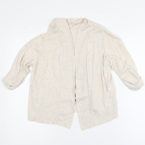 Wallis Women Beige Knit Open Cardigan M Relaxed Casual