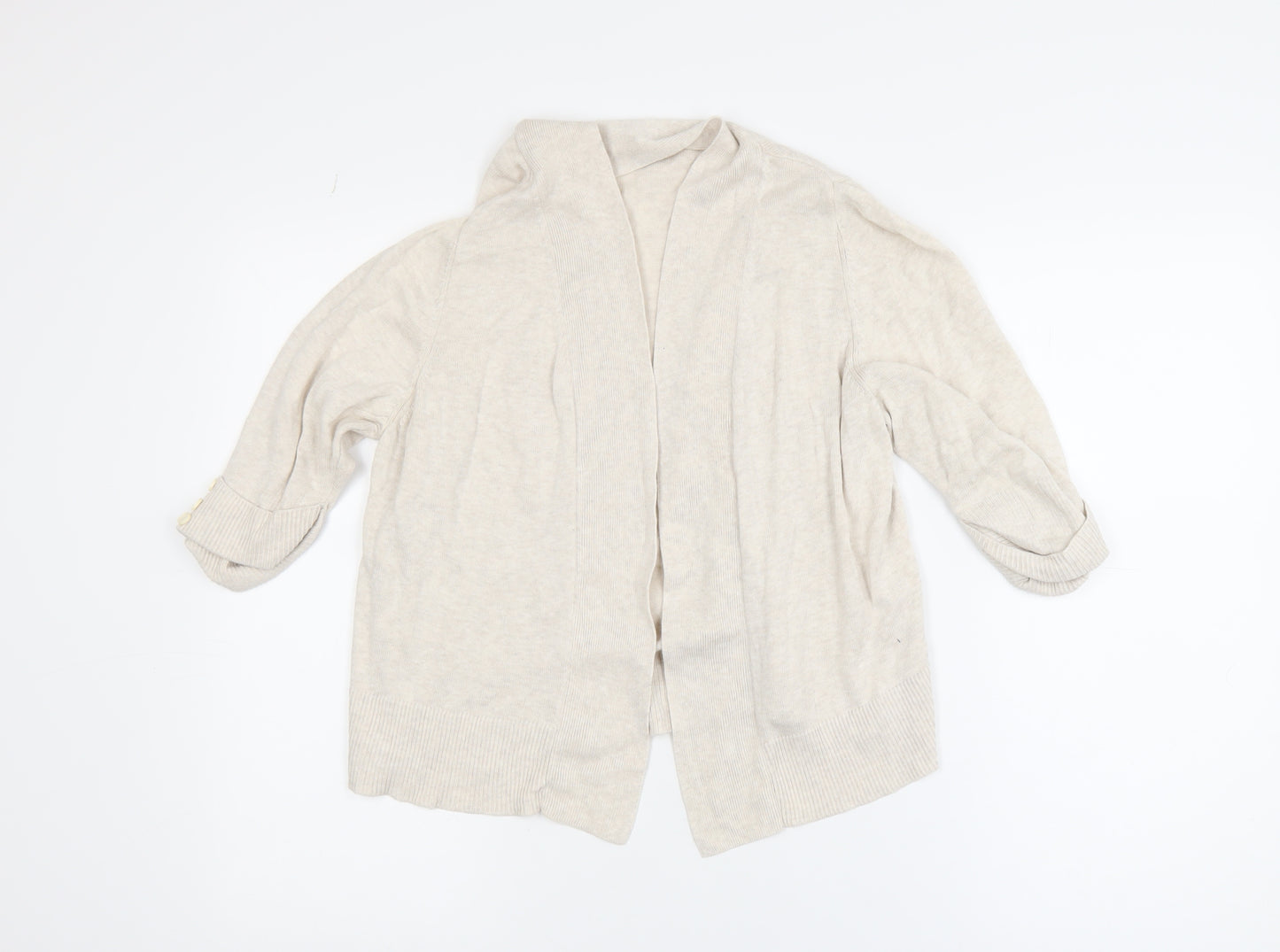 Wallis Women Beige Knit Open Cardigan M Relaxed Casual