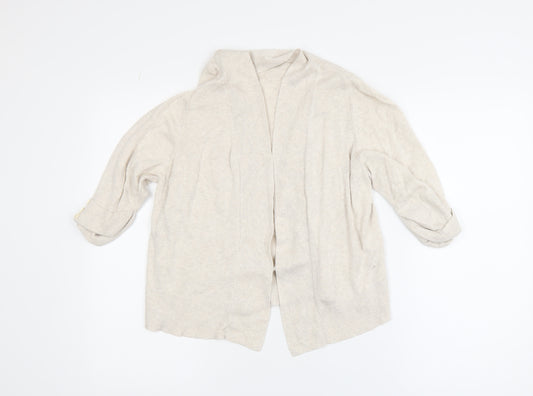 Wallis Women Beige Knit Open Cardigan M Relaxed Casual