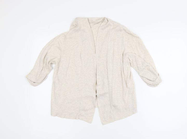 Wallis Women Beige Knit Open Cardigan M Relaxed Casual