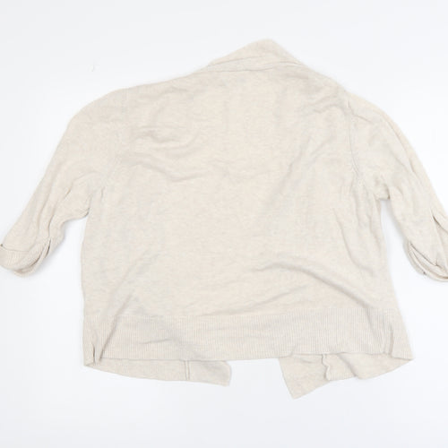 Wallis Women Beige Knit Open Cardigan M Relaxed Casual