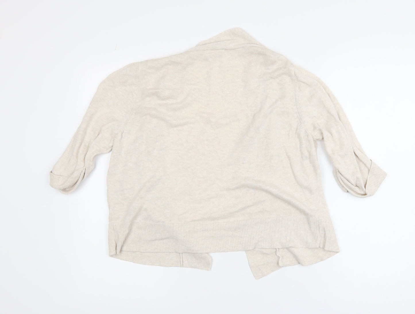 Wallis Women Beige Knit Open Cardigan M Relaxed Casual