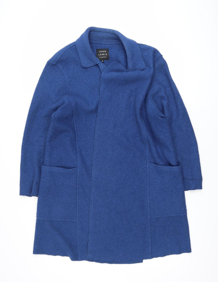 John Lewis Womens Blue Wool Mid-Length Overcoat Size M