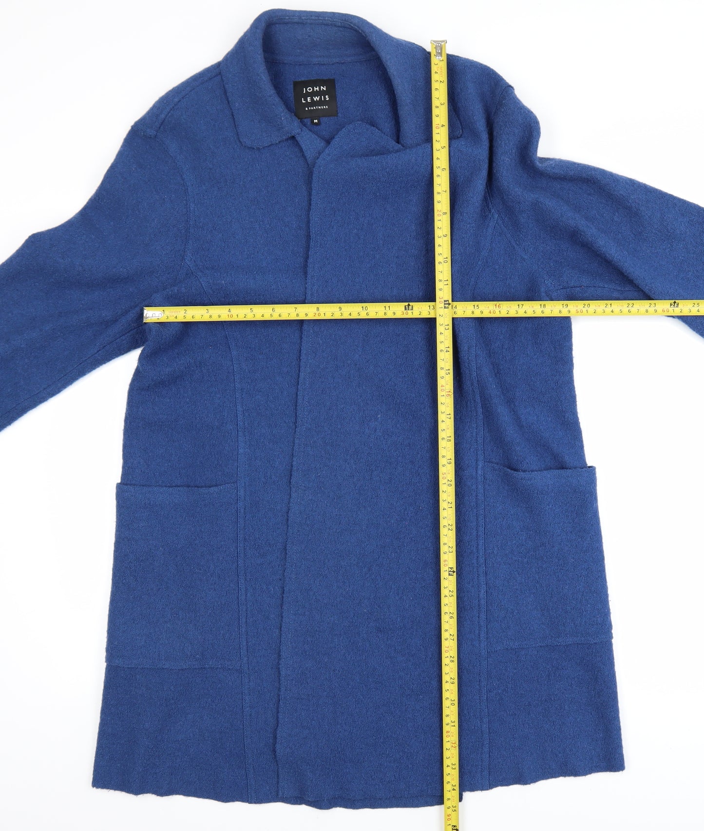 John Lewis Womens Blue Wool Mid-Length Overcoat Size M