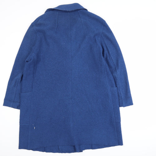 John Lewis Womens Blue Wool Mid-Length Overcoat Size M