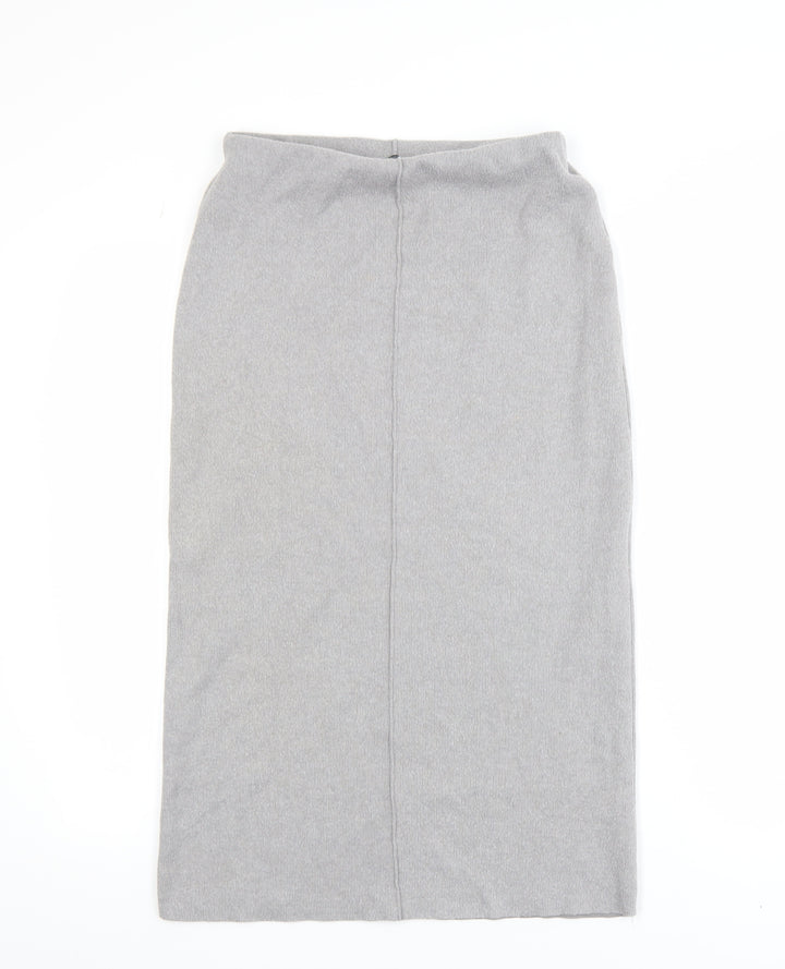 Zara Women Grey Knit Midi Pencil Skirt Size S