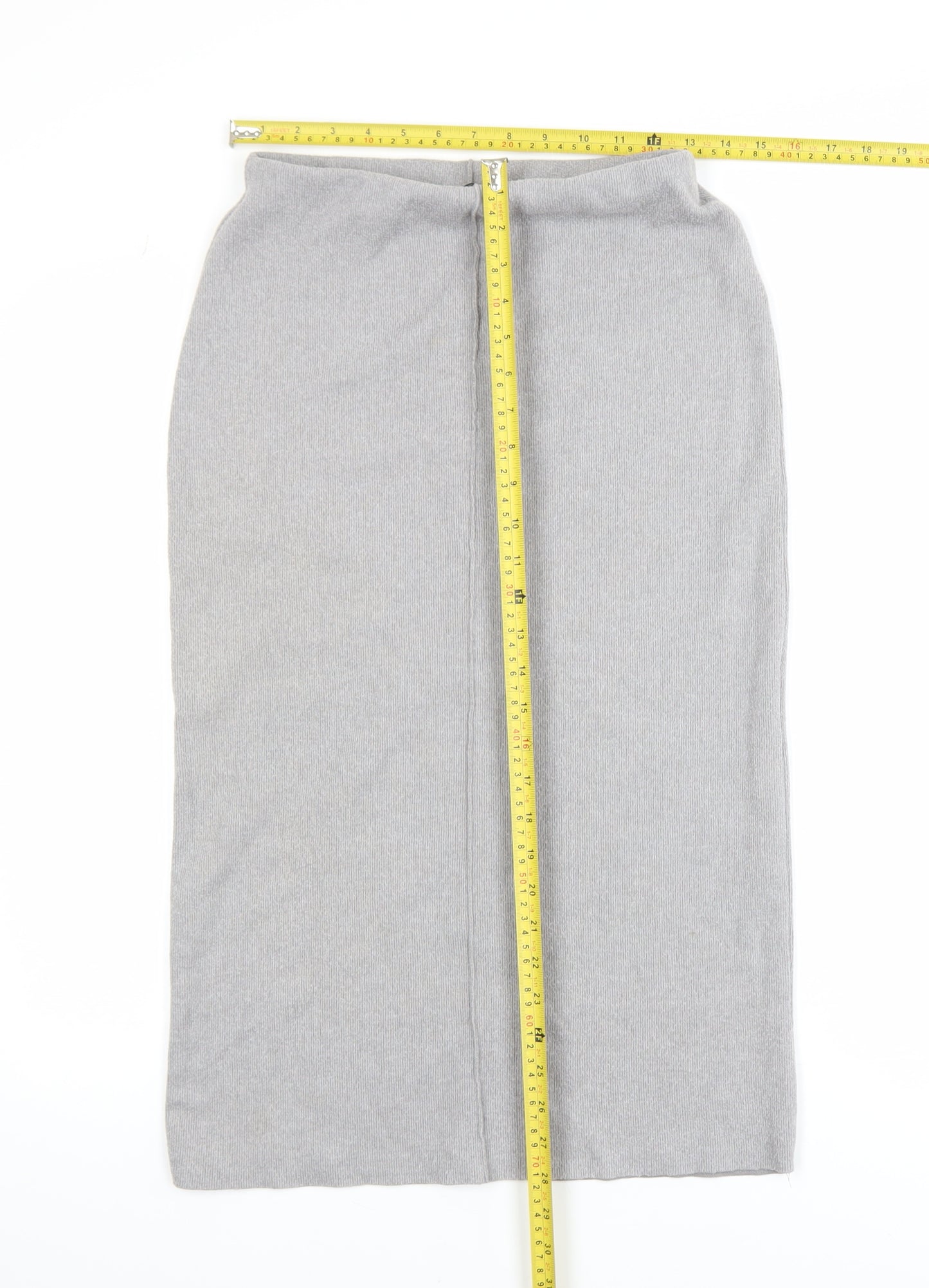 Zara Women Grey Knit Midi Pencil Skirt Size S