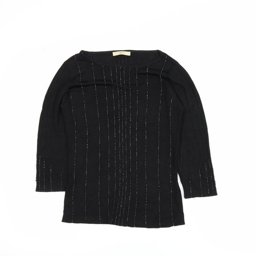 Marks and Spencer Women’s Black Beaded 3/4 Sleeve Knit Blouse Size 10