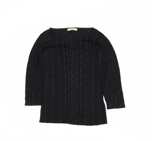 Marks and Spencer Women’s Black Beaded 3/4 Sleeve Knit Blouse Size 10