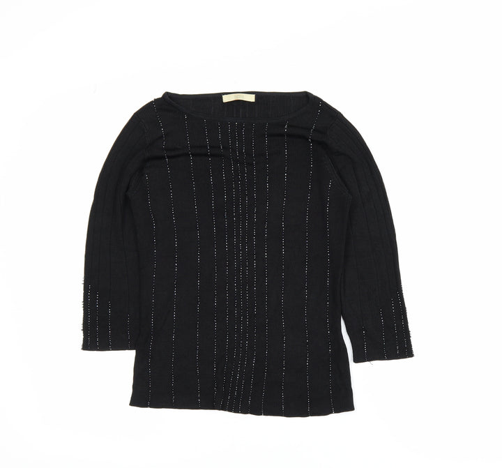 Marks and Spencer Women’s Black Beaded 3/4 Sleeve Knit Blouse Size 10