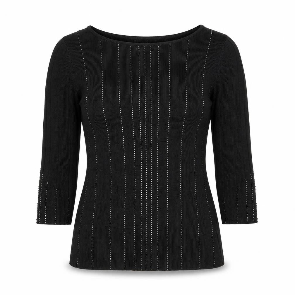 Marks and Spencer Women’s Black Beaded 3/4 Sleeve Knit Blouse Size 10