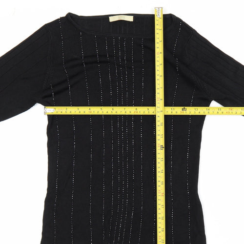 Marks and Spencer Women’s Black Beaded 3/4 Sleeve Knit Blouse Size 10
