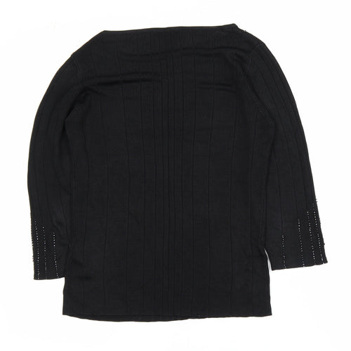 Marks and Spencer Women’s Black Beaded 3/4 Sleeve Knit Blouse Size 10