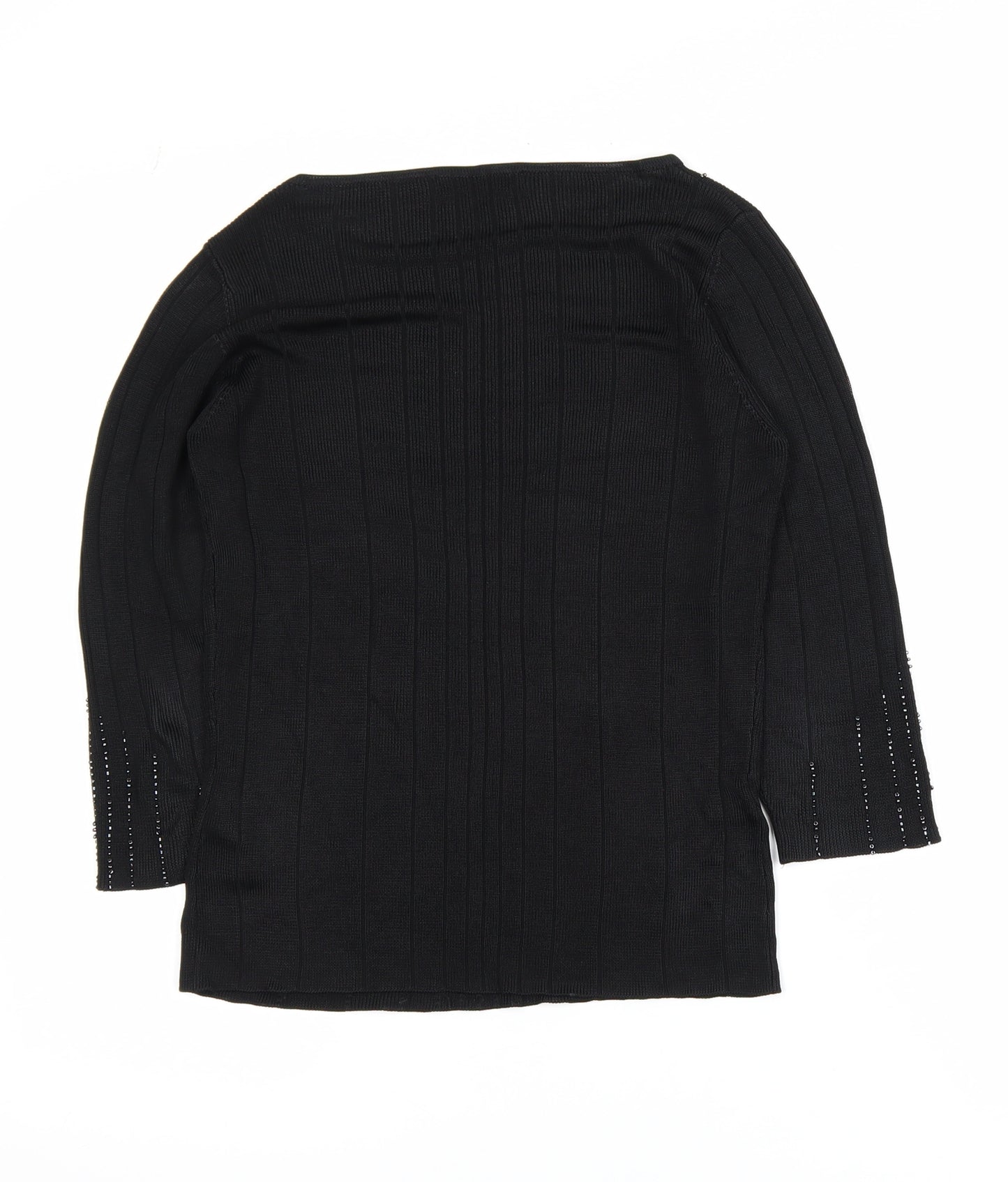Marks and Spencer Women’s Black Beaded 3/4 Sleeve Knit Blouse Size 10