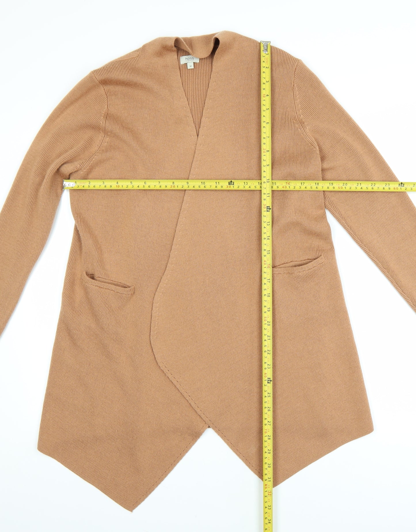 Hoss Intropia Women's Beige Wool Blend Open Cardigan M